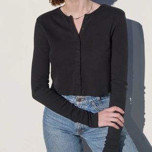 Black button cropped long sleeve brandy Melville